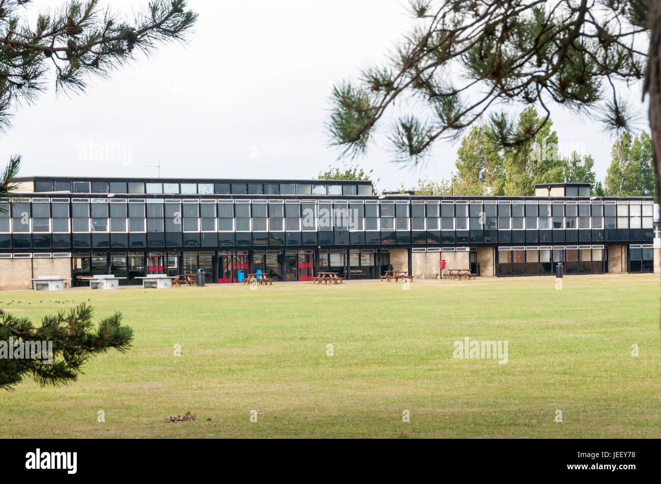 Grade II* listed modern Smithdon High School in Hunstanton designed by Peter and Alison Smithson and completed in 1954. Stock Photo
