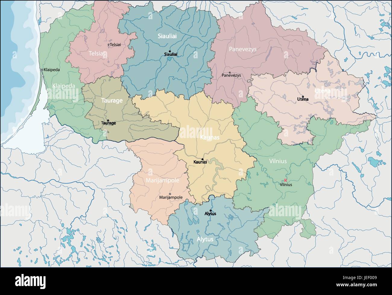 Map of Lithuania Stock Vector