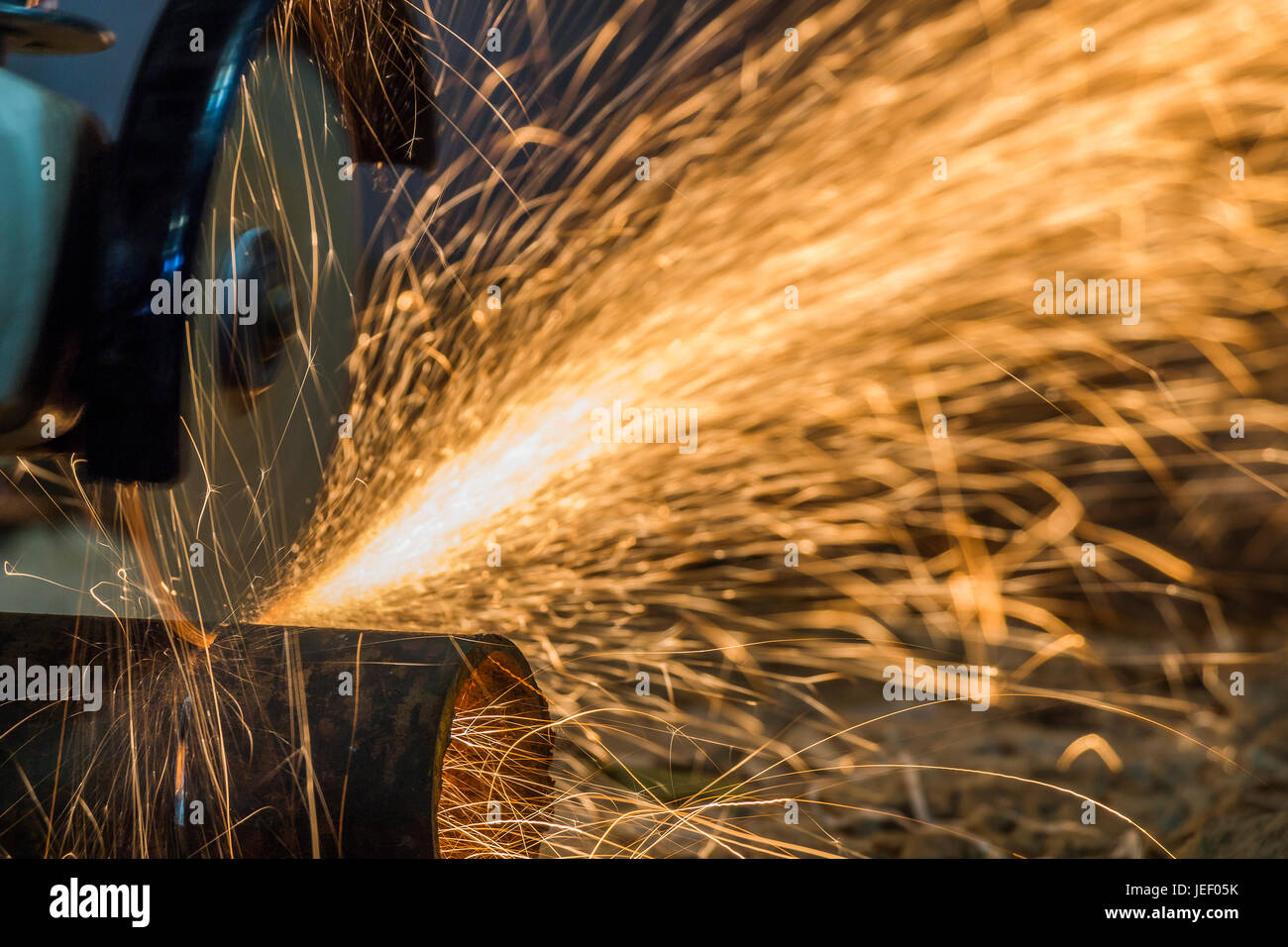 Sparks from cutting metal cutting tool manually Stock Photo Alamy