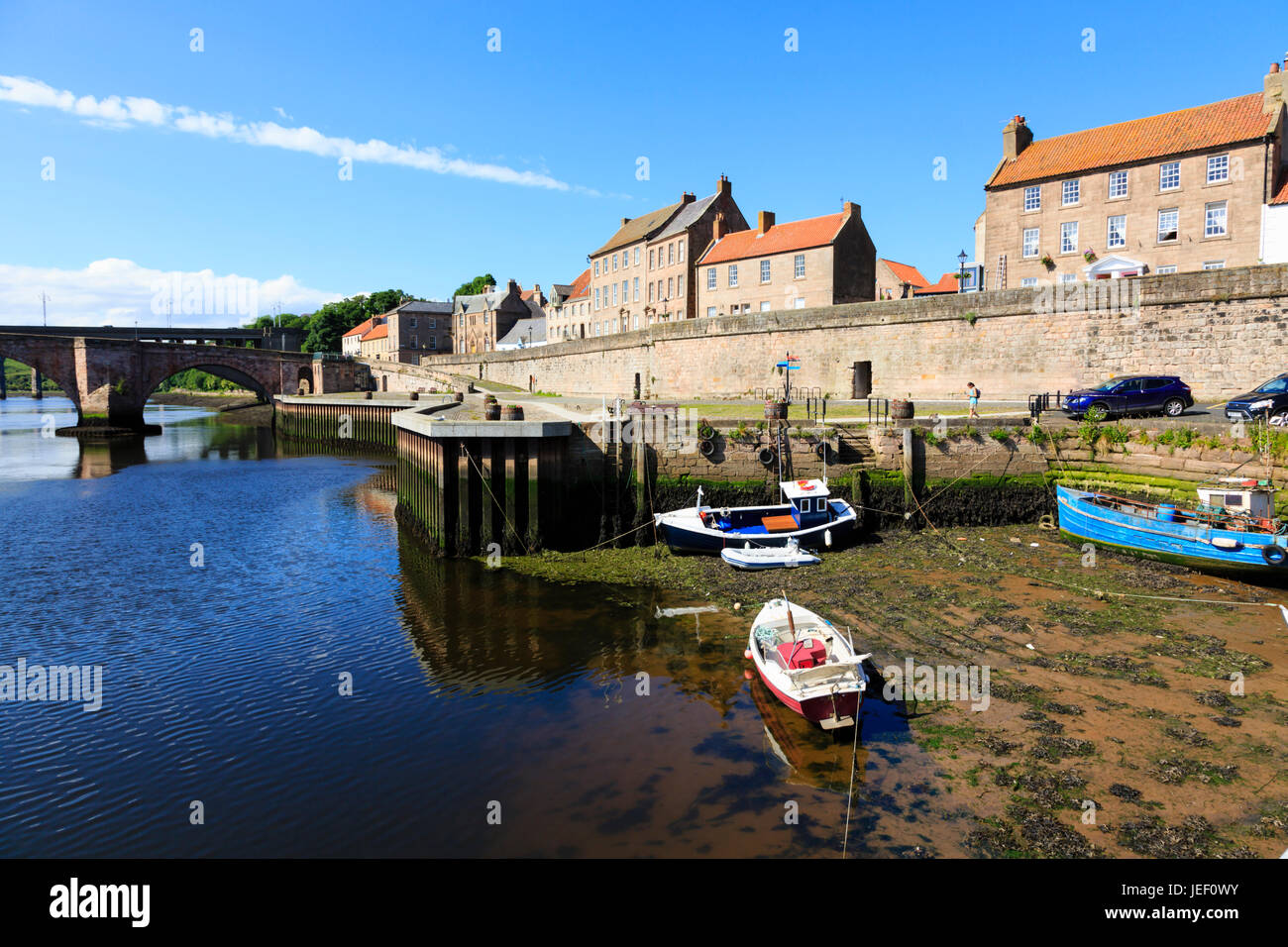 Boats at the Quayside, Berwick upon Tweed. Englands most northerly town. Stock Photo