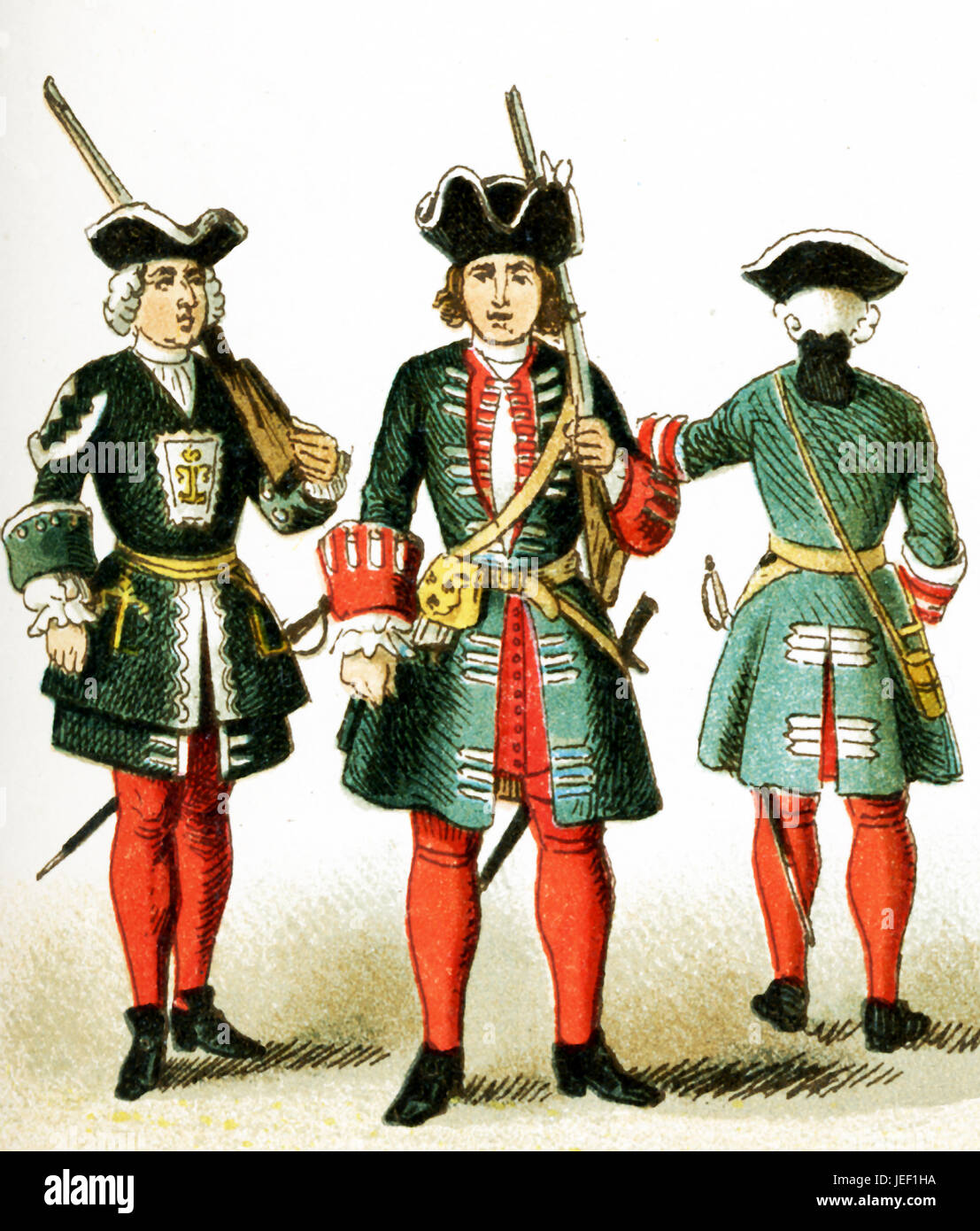 The figures represented here are French people from 1700 to 1750 A.D