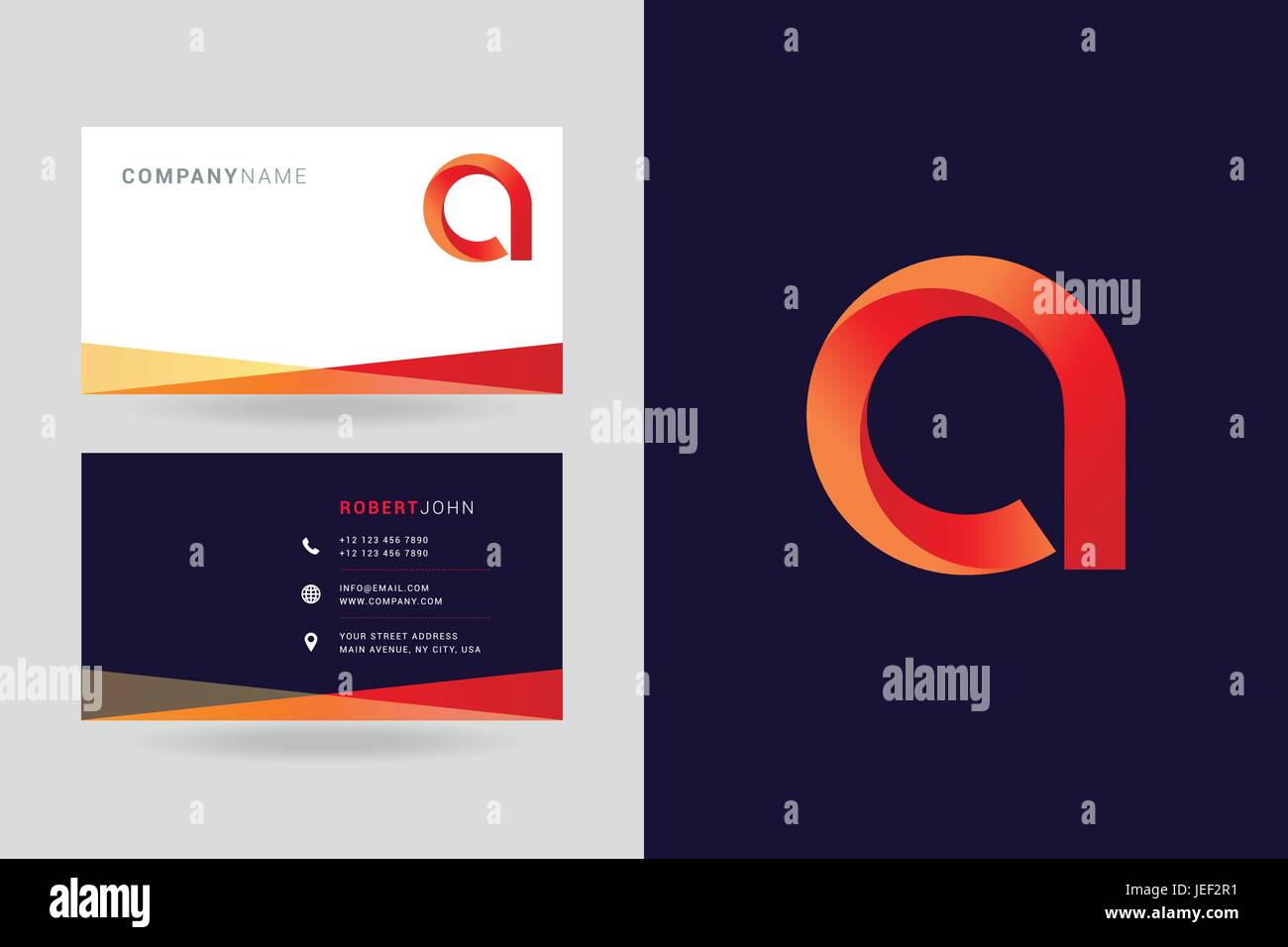 A Letter Logo with Business Card Template Vector Stock Vector Image ...