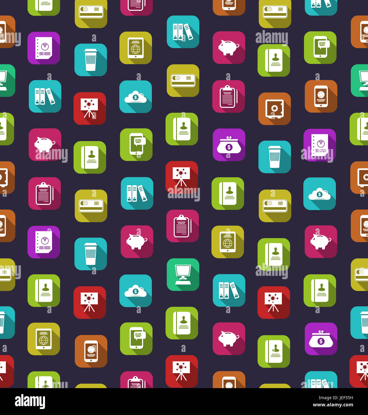 Different business app icons seamless pattern Vector Image