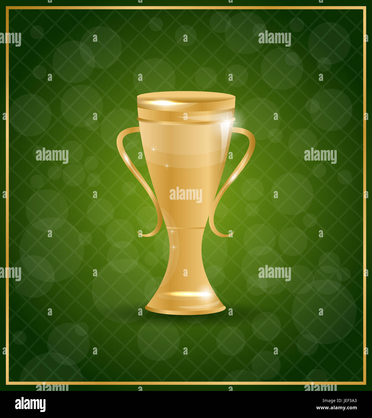 Illustration Golden Trophy Cup on Green Background Stock Photo - Alamy