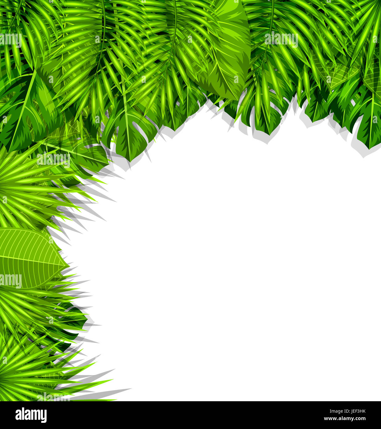 Illustration Summer Nature Background with Green Tropical Leaves Stock ...