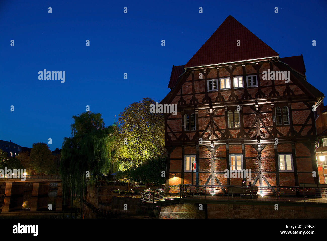 The city of Luneburg at night, Lower Saxony, the Federal Republic of Germany, Die Stadt Lueneburg bei Nacht, Niedersachsen, Bundesrepublik Deutschland Stock Photo