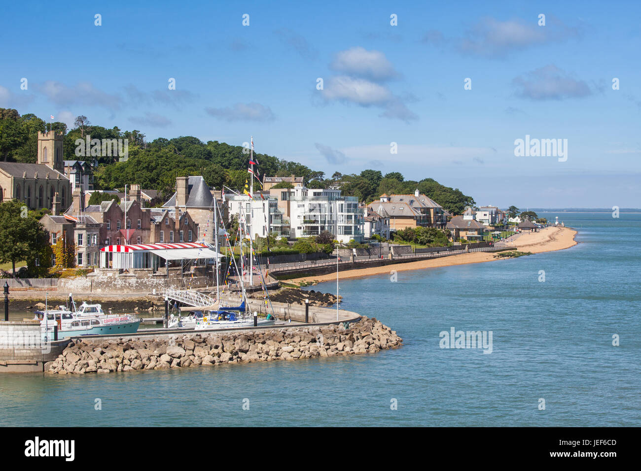 Royal Yacht Squadron in Cowes, with the beach in the background, Isle of Wight Stock Photo