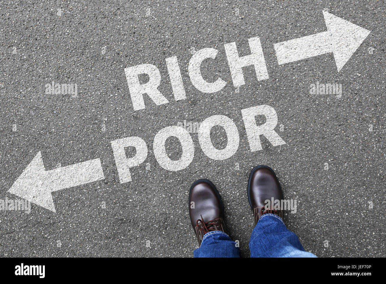 Poor rich poverty finances financial success successful money business concept finance Stock Photo