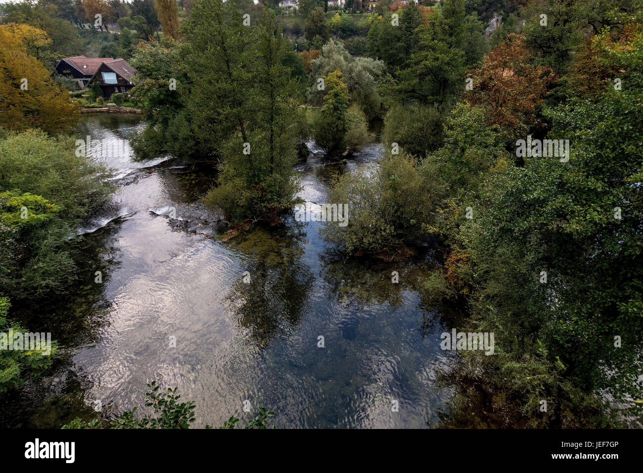 Slunj is the centre of the area Kordun in the upper Korana, in the border area to Bosnia and Herzegovina., Slunj ist das Zentrum des Gebietes Kordun a Stock Photo