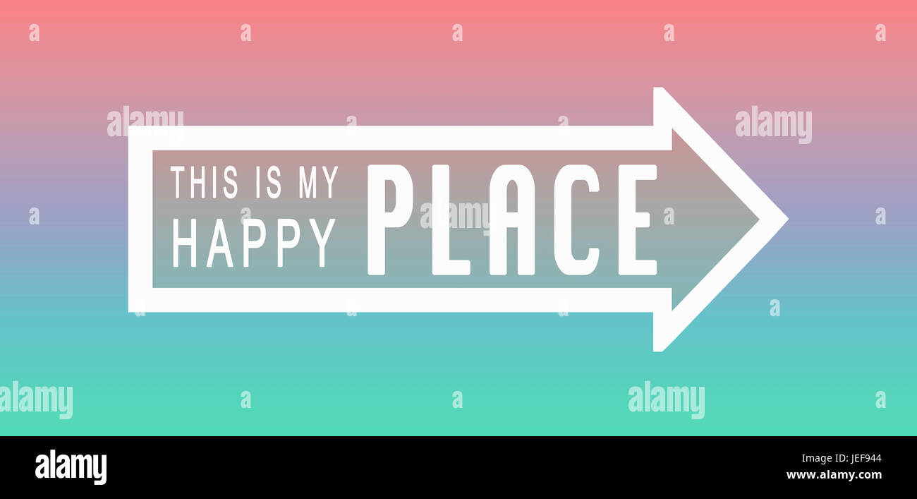 Colorful "This is My Happy Place" square sign board with gradient