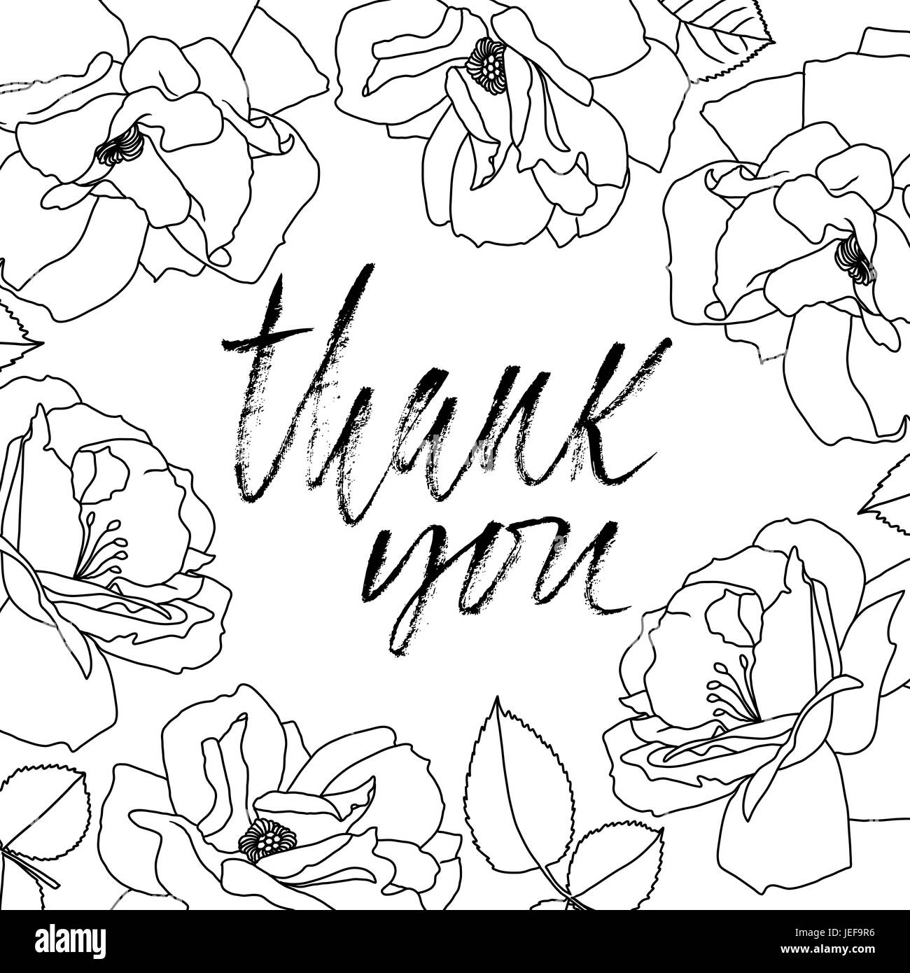 Thank You handwritten inscription. Hand drawn modern dry brush