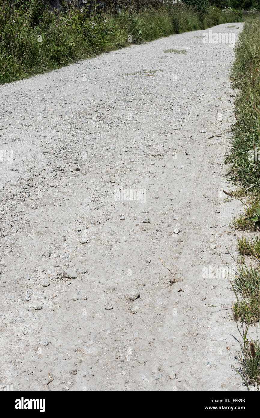 Dirt track leading off into the distance visual metaphor for numerous