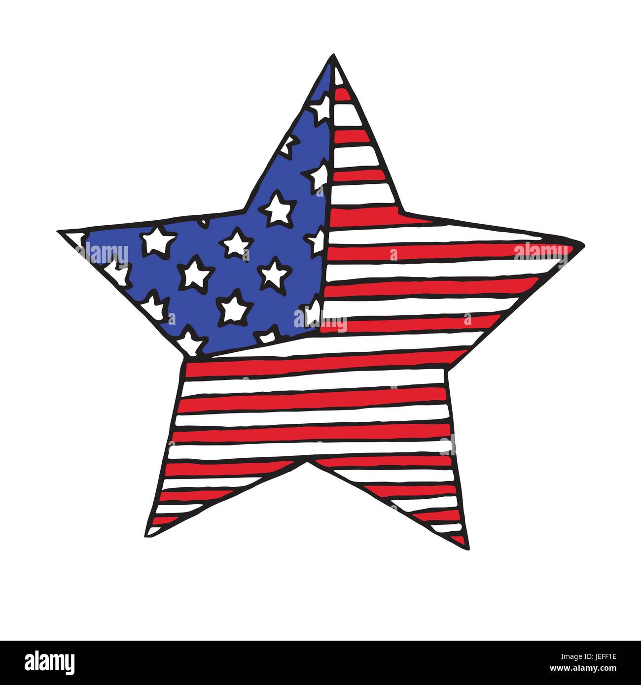 Star with American flag, drawn by hand vector illustration in pop art  comics doodle style Stock Vector Image & Art - Alamy