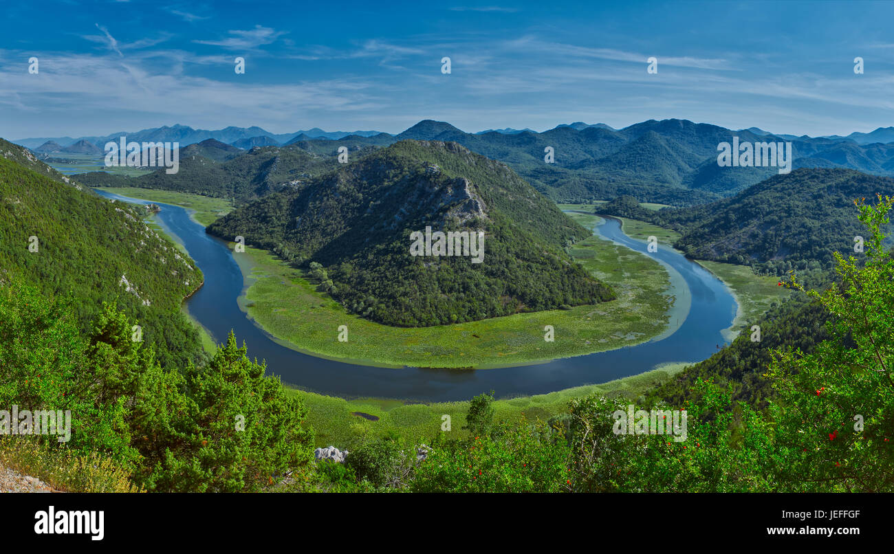 Montenegro Majestic Landscape - Rijeka Crnojevica river bending in Skadar Lake National Park 