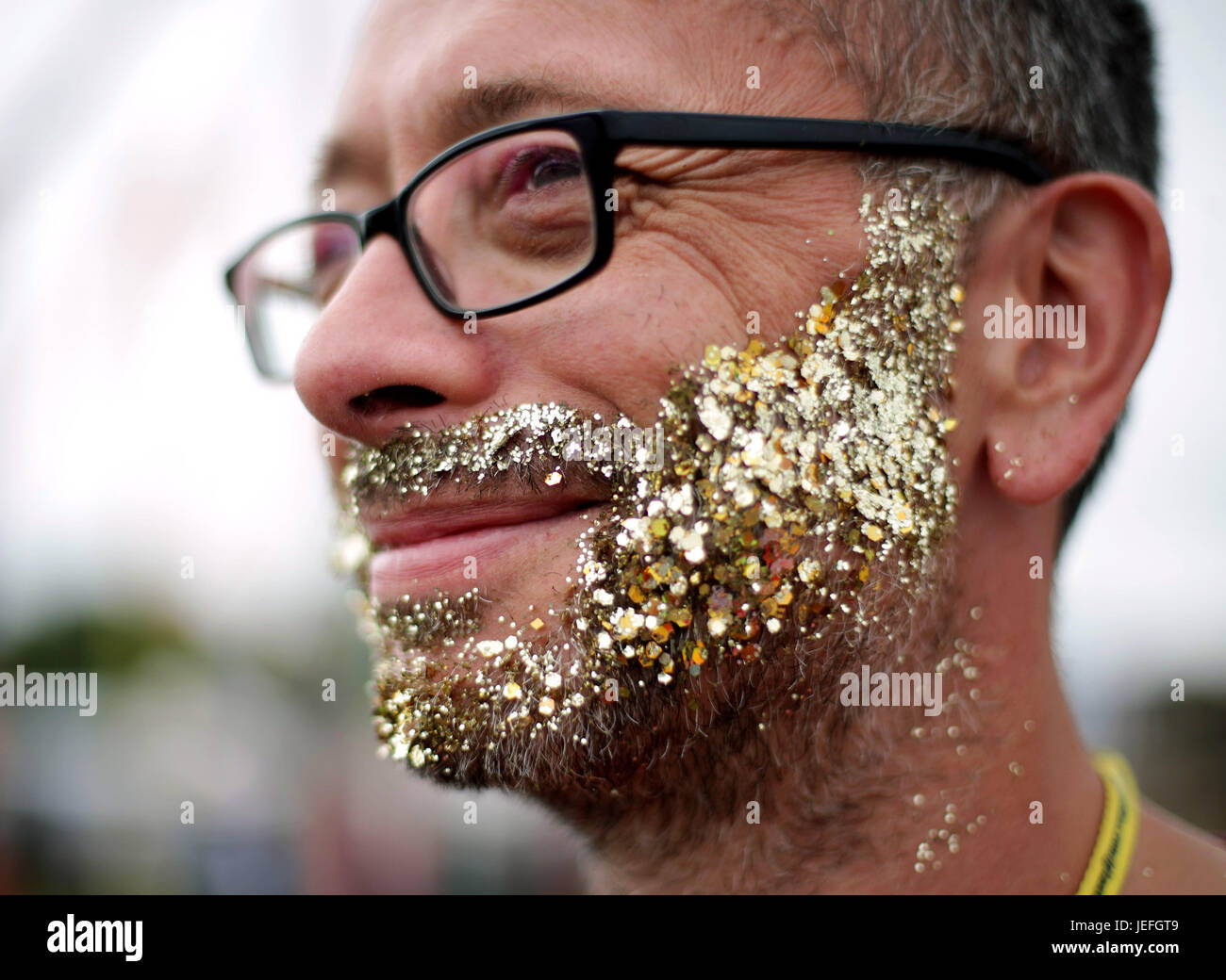 Glitter decorated beard glastonbury festival hi-res stock photography and  images - Alamy