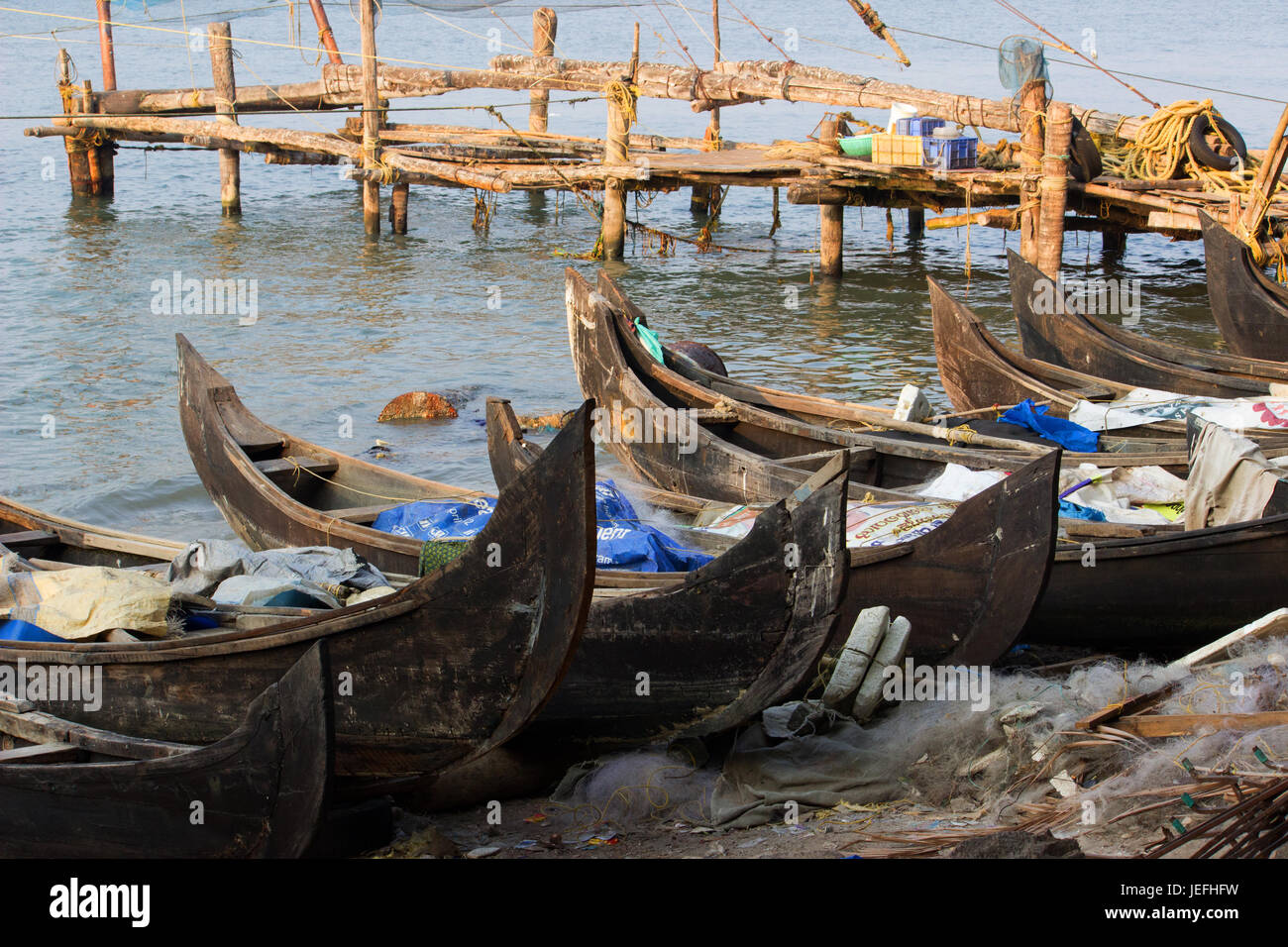 Traditional fishing boats of Kerala Stock Photo - Alamy