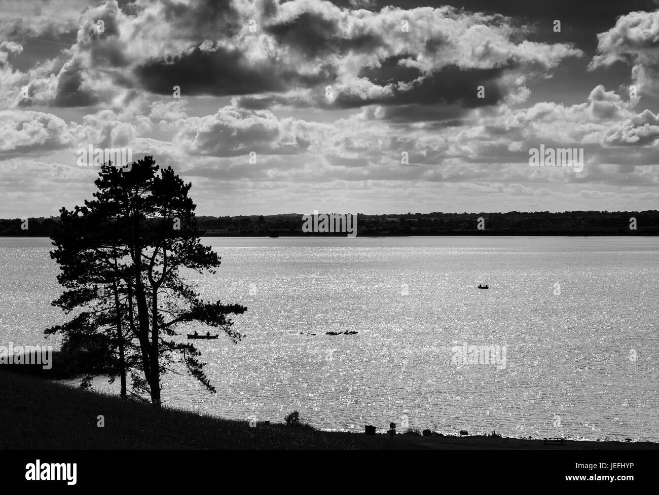 Fishing (angling)  boats on Lough Ennel off the Belvedere  estate, County Westmeath, Ireland Stock Photo
