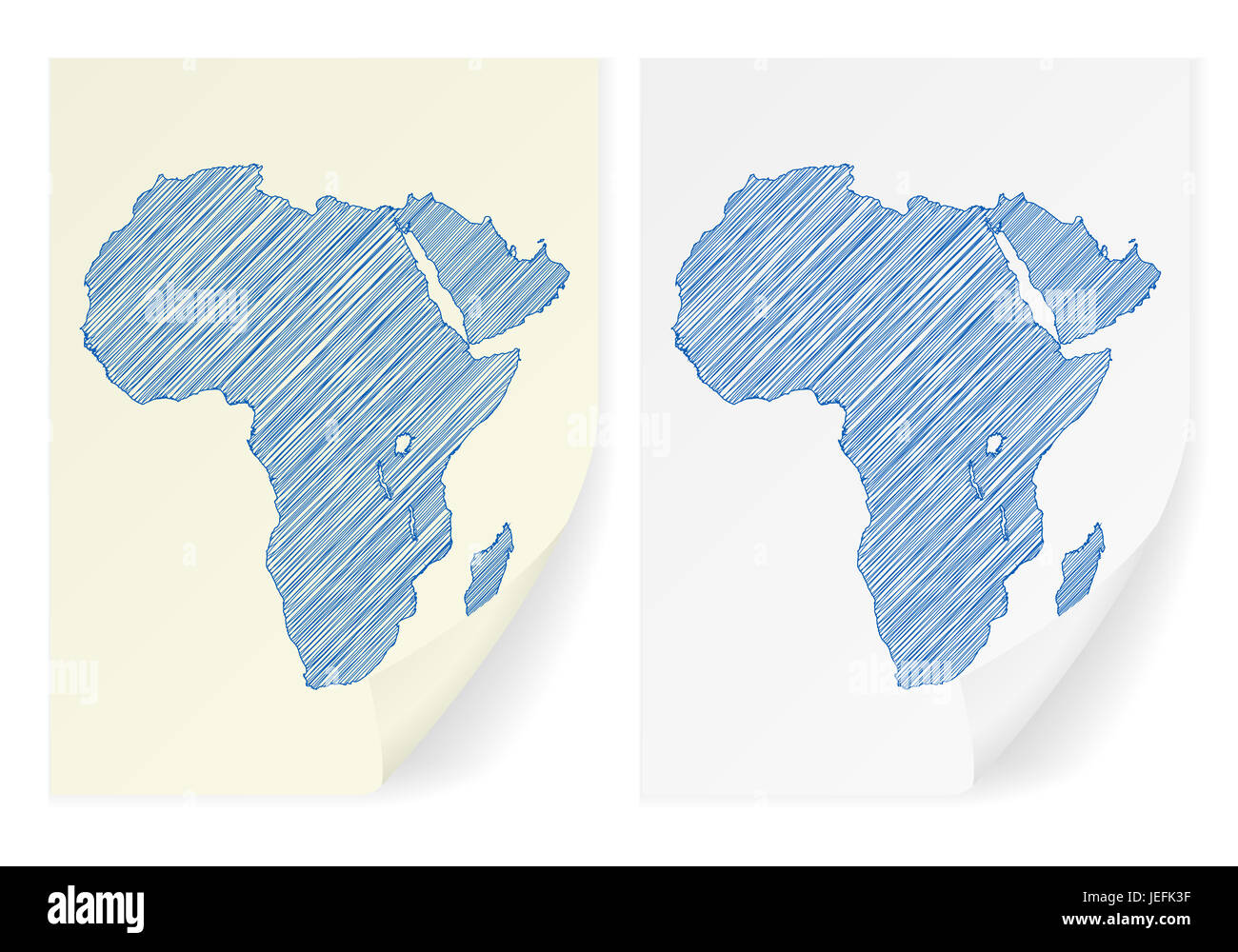 Africa scribble map on a white background Stock Photo - Alamy