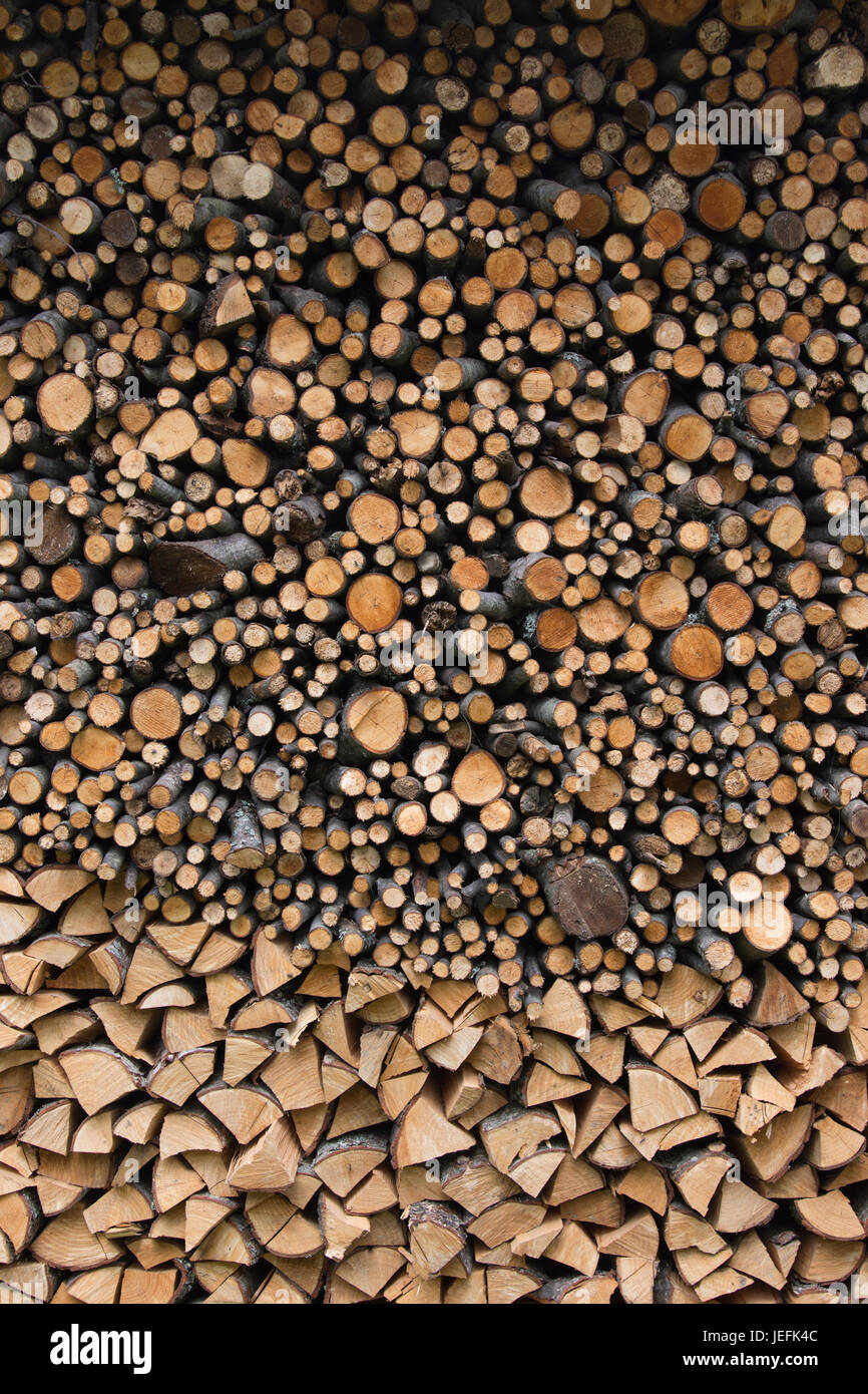 Pile of cut firewood Stock Photo