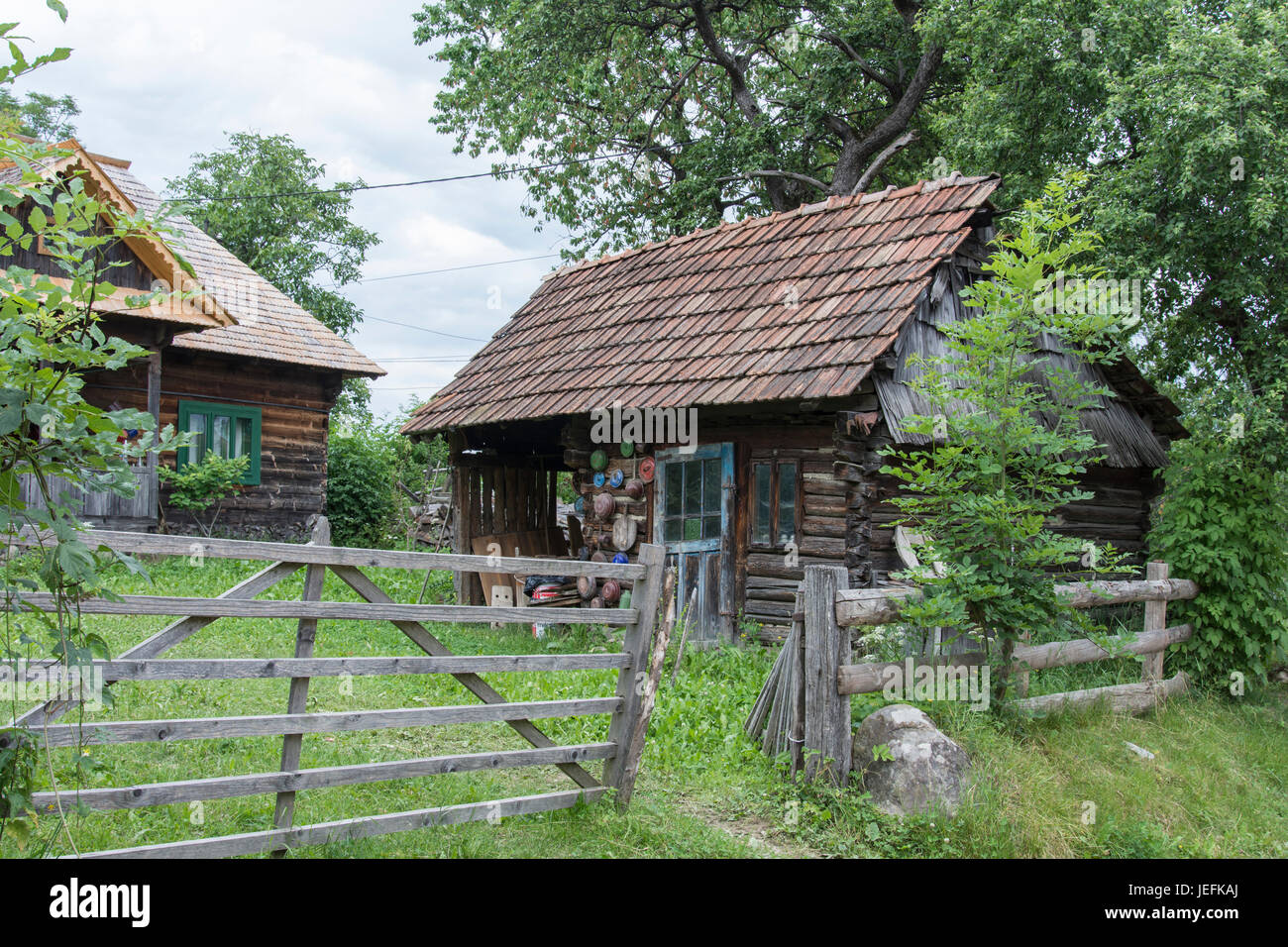 Typical wooden house in Maramures region, Romania Stock Photo - Alamy