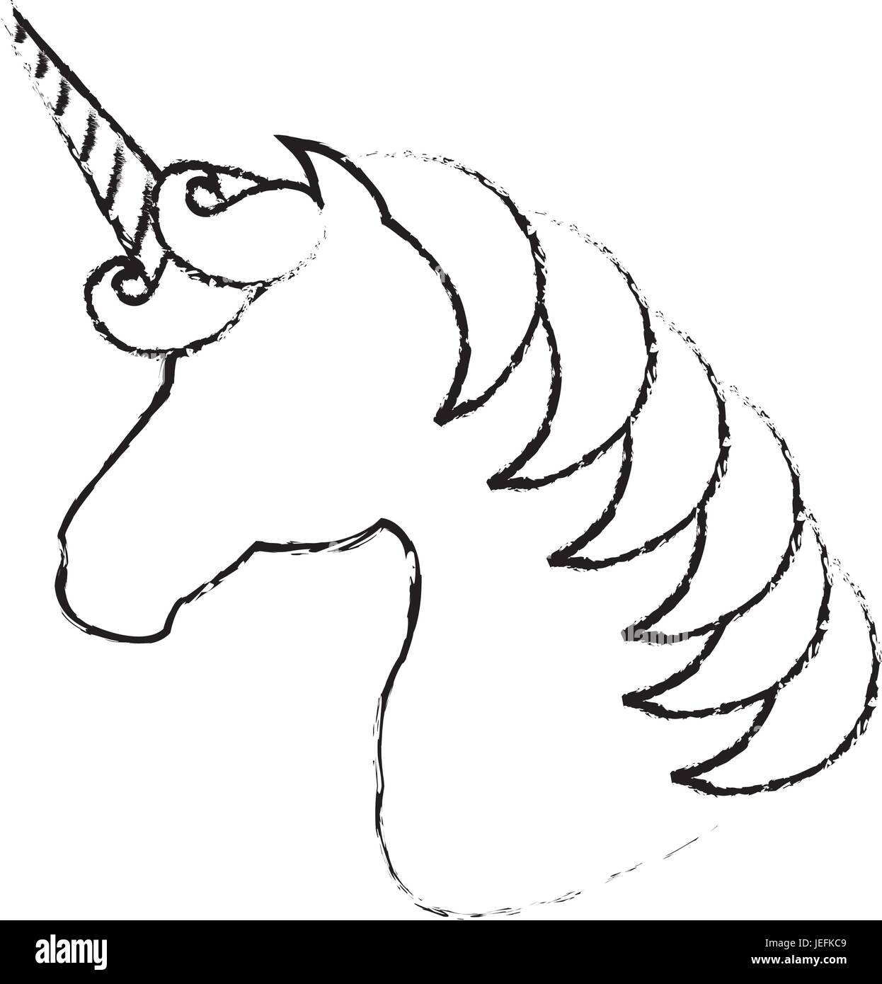 Unicorn animal horn icon vector illustration design draw Stock Vector