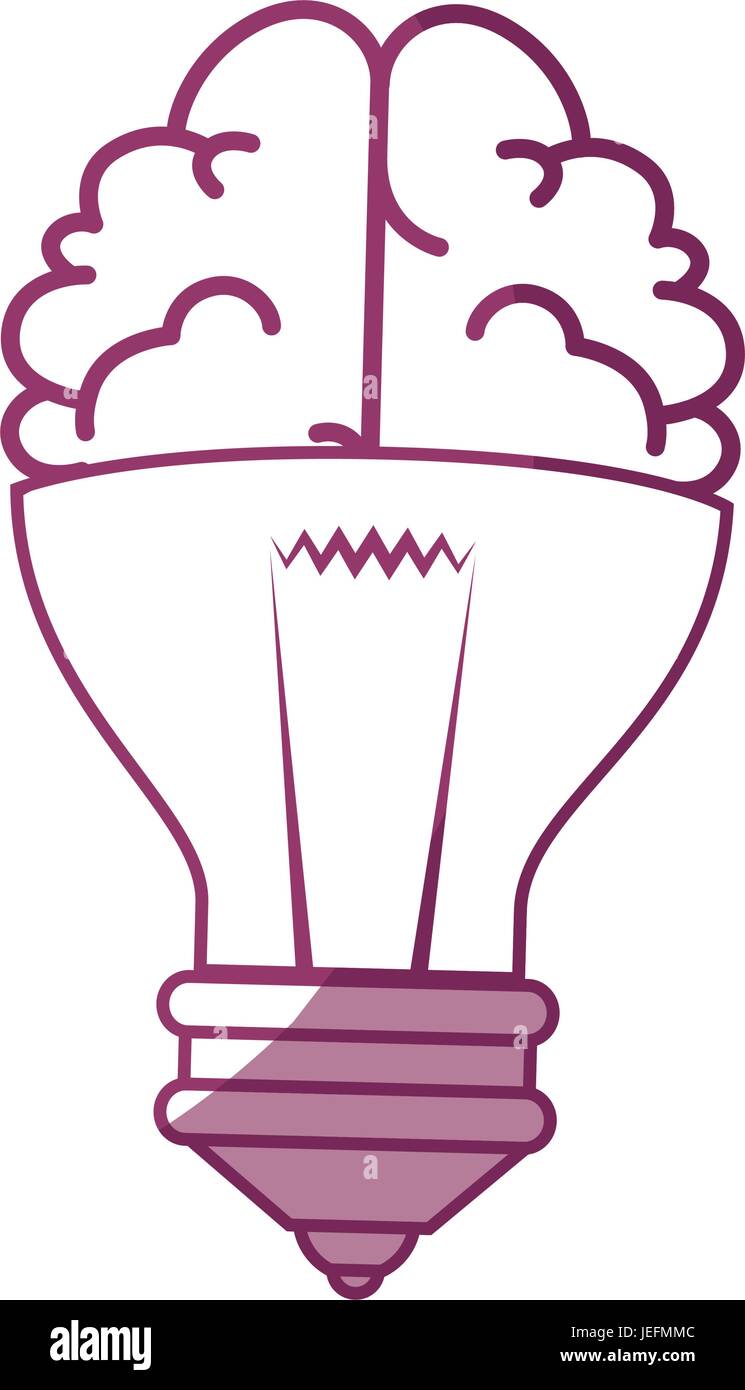 Brain in light bulb shape icon over white background vector ...