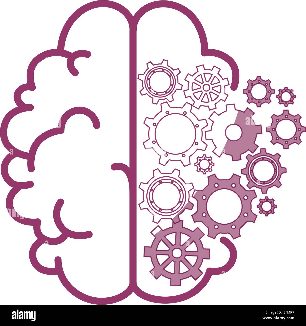 Brain and gears wheels icon over white background vector illustration ...