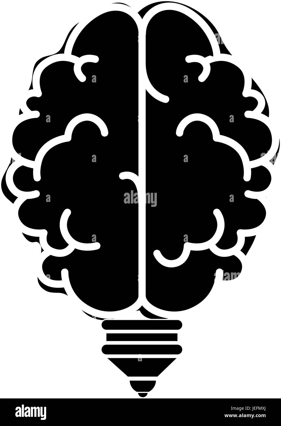 Brain in light bulb shape icon over white background vector ...