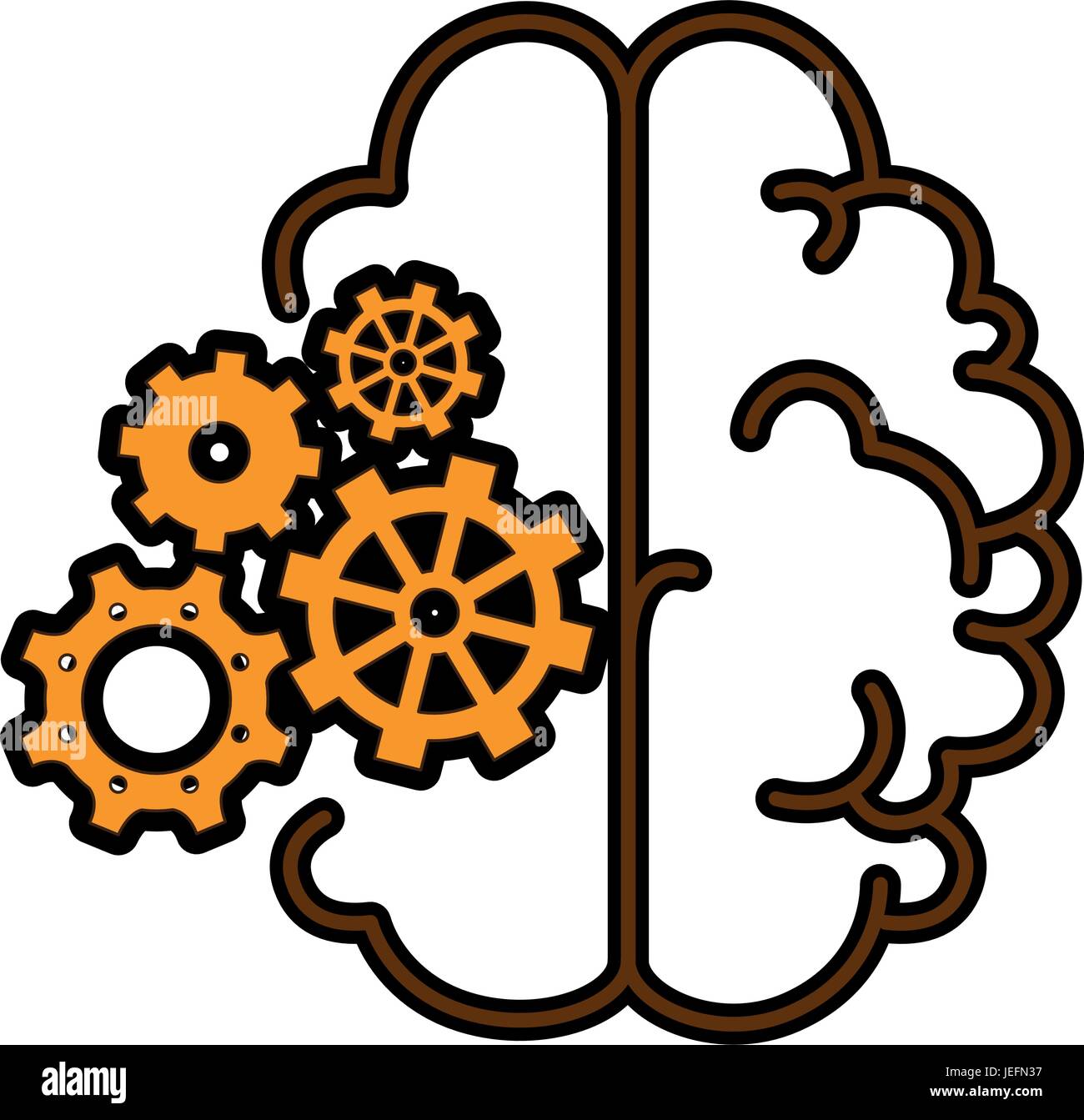 brain with gear wheels icon Stock Vector Image & Art - Alamy