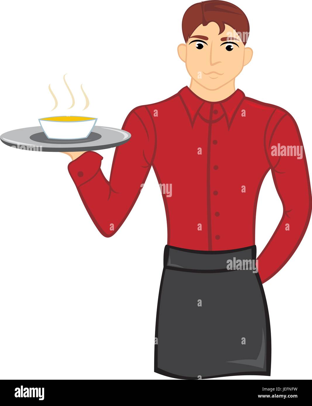 Waiter with soup Stock Vector