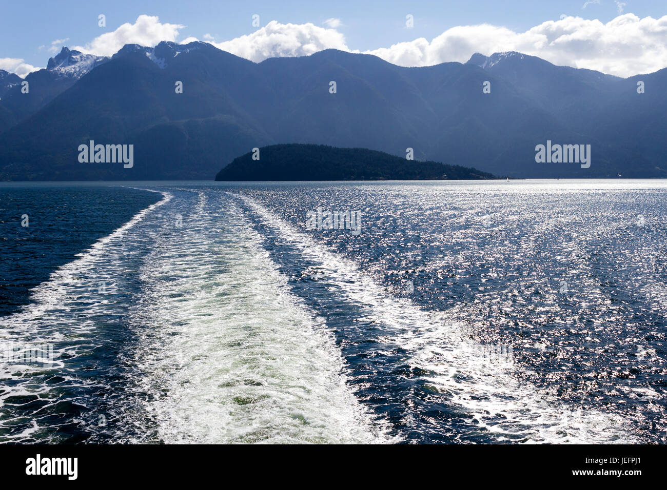 Wake from a passenger ferry in Howe Sound traveling between Horseshoe