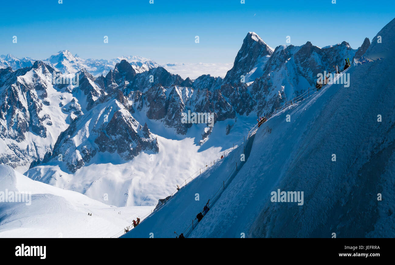 View of Mont Blanc massif from Aiguille du Midi, Chamonix, France Stock ...