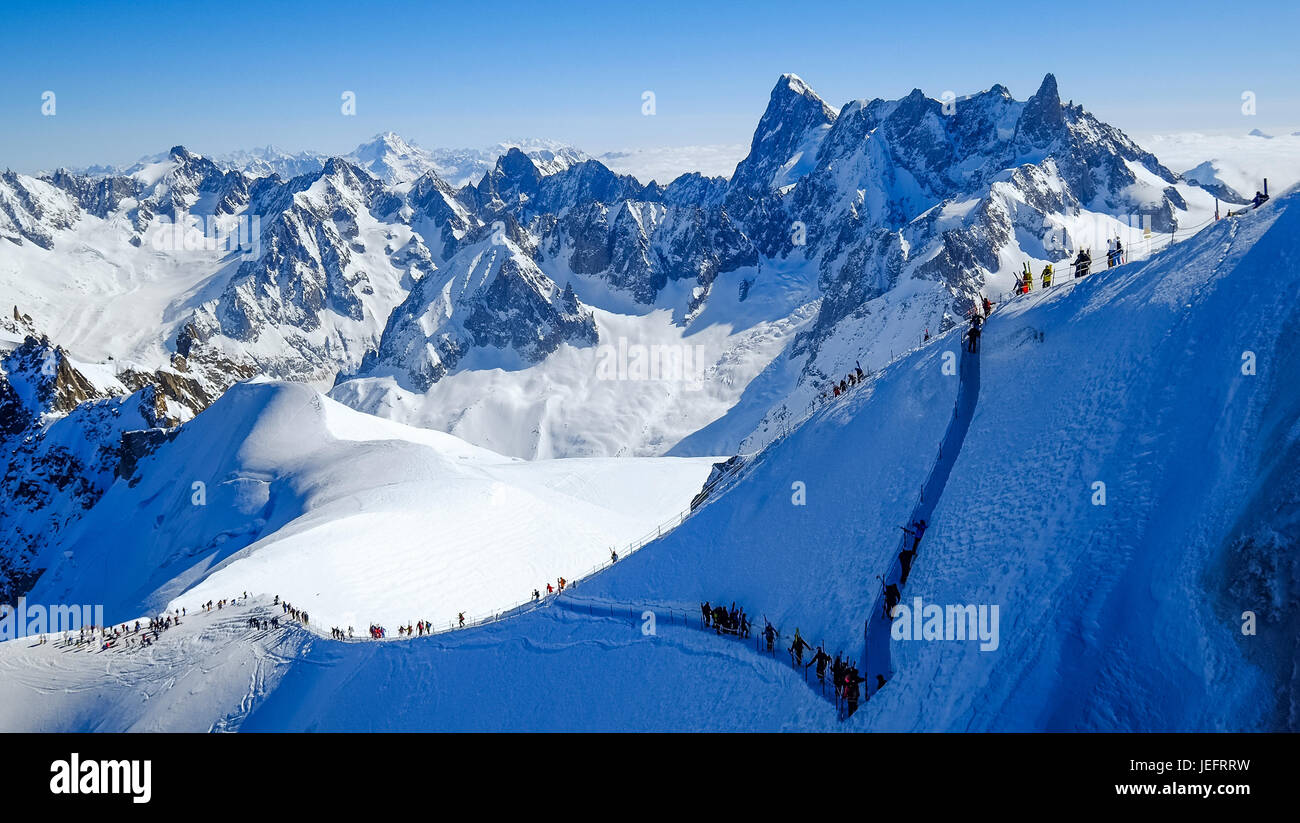 View of Mont Blanc massif from Aiguille du Midi, Chamonix, France Stock ...
