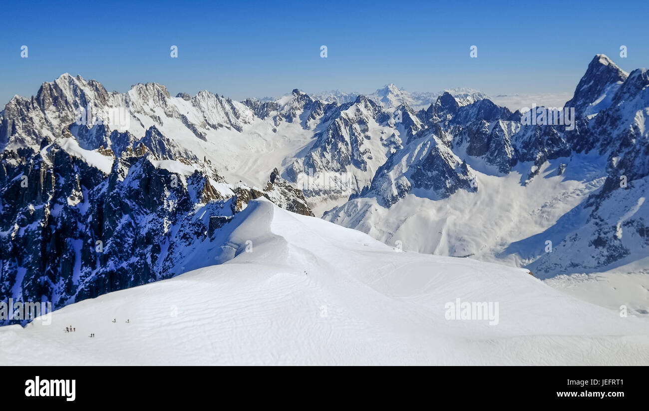 View of Mont Blanc massif from Aiguille du Midi, Chamonix, France Stock ...