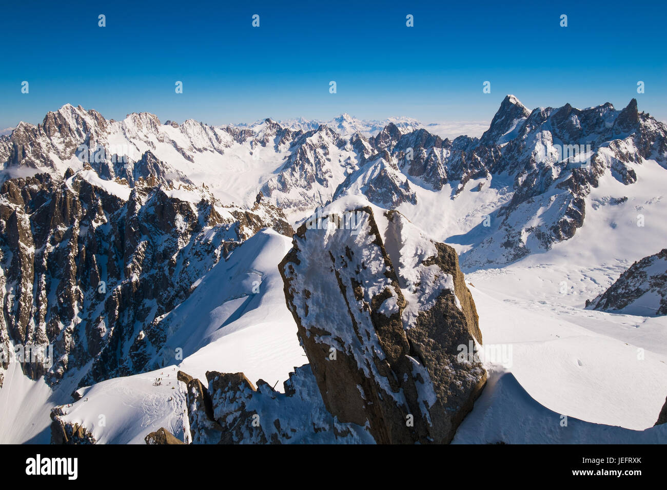 View of Mont Blanc massif from Aiguille du Midi, Chamonix, France Stock ...