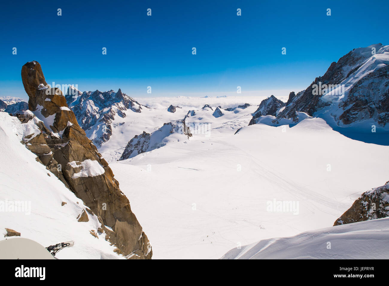 View of Mont Blanc massif from Aiguille du Midi, Chamonix, France Stock ...