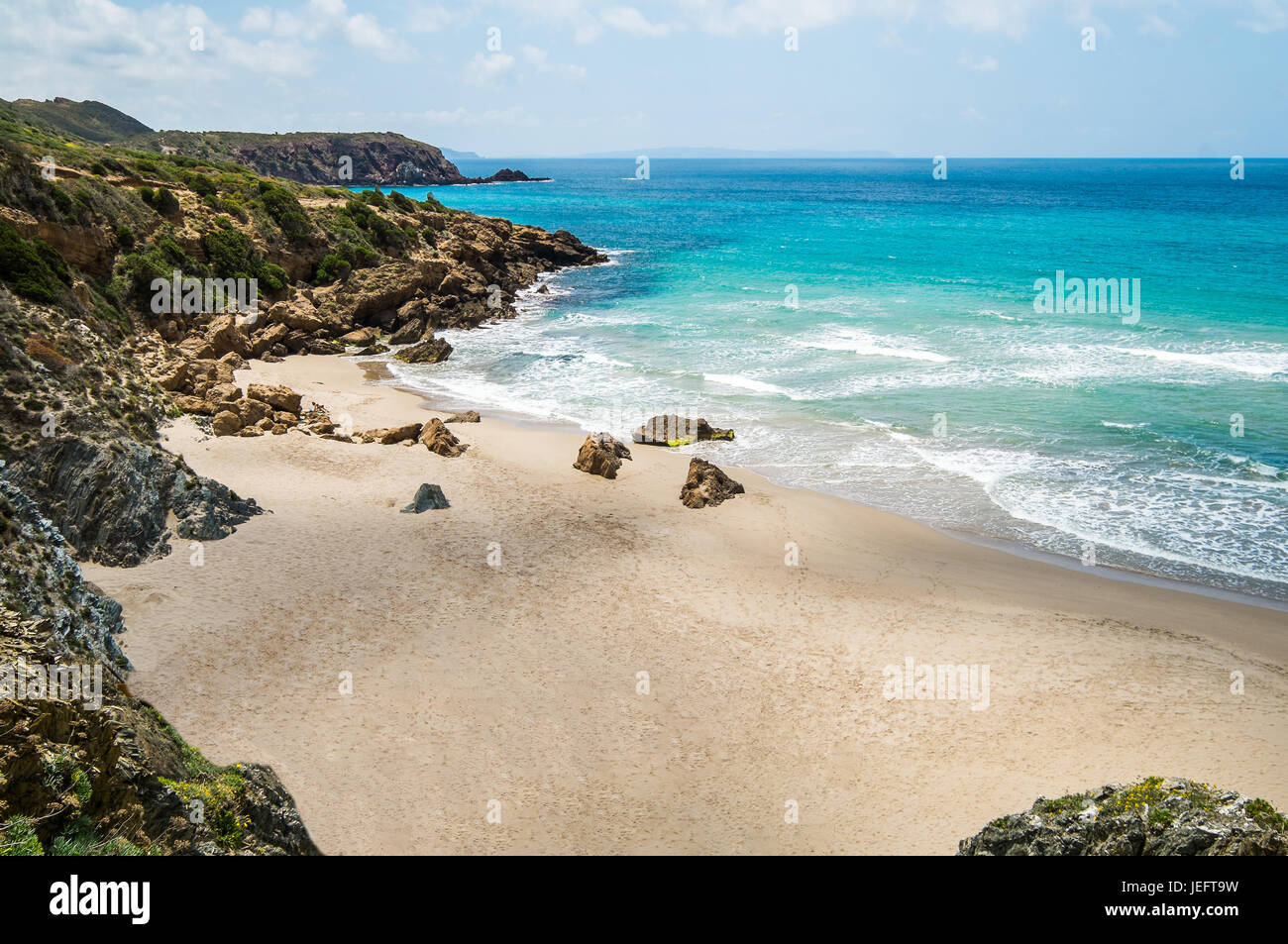 Masua beach in west coast of Sardinia, Italy Stock Photo