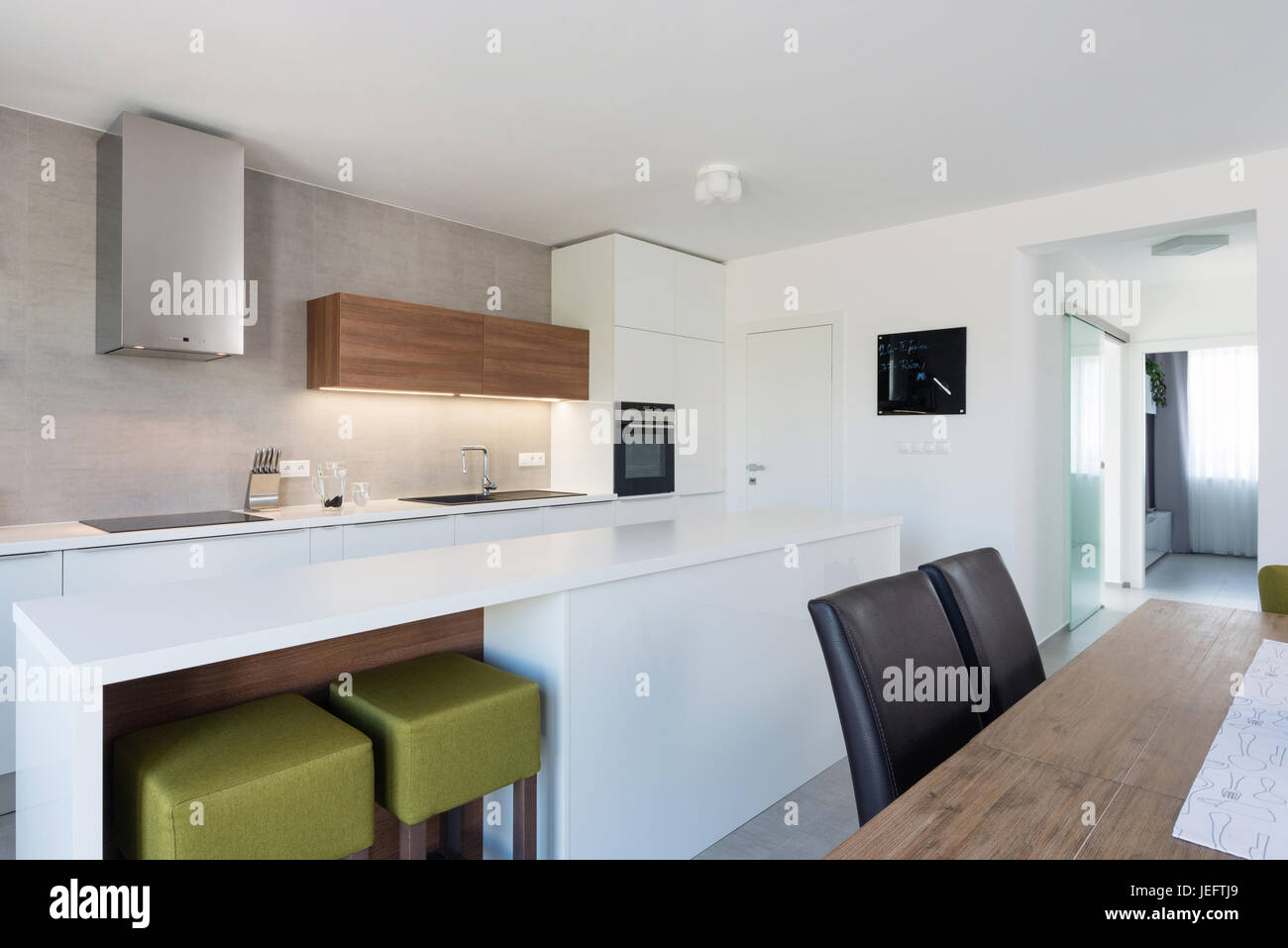 Modern kitchen interior with with built-in appliances Stock Photo - Alamy