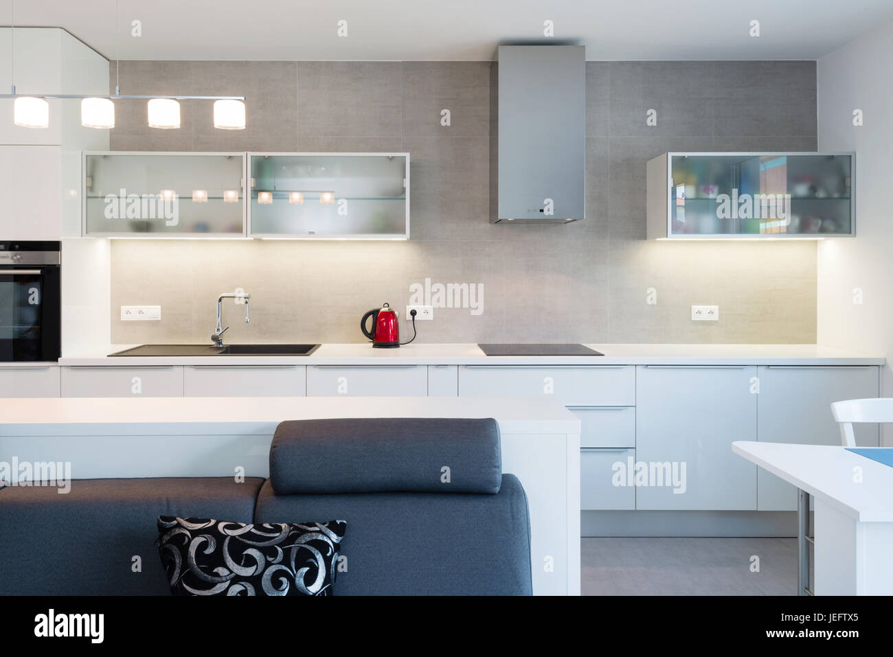 Modern kitchen interior with with built-in appliances Stock Photo - Alamy