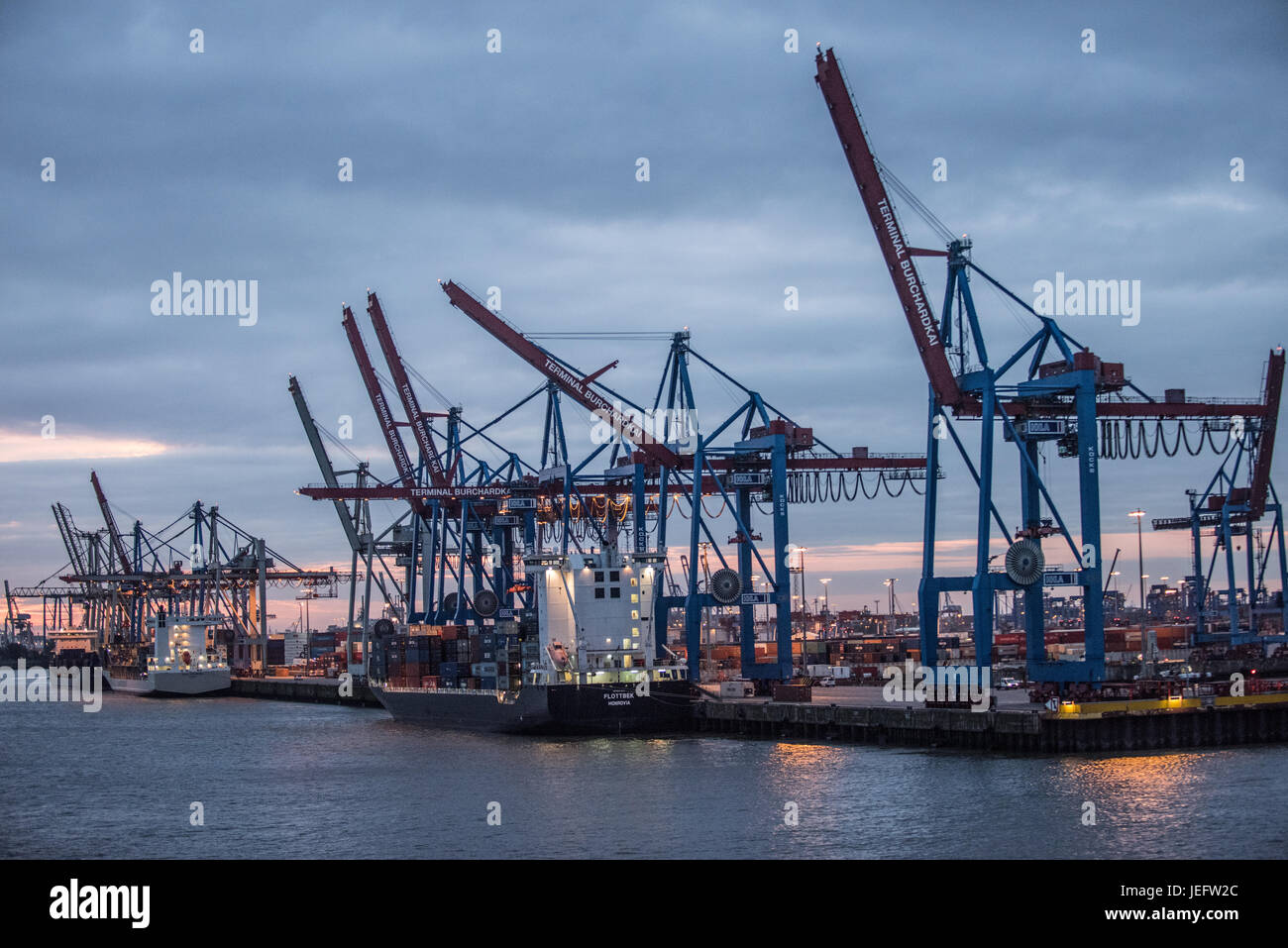 Hamburg, Germany, ships at the container terminal in the port of Hamburg Stock Photo