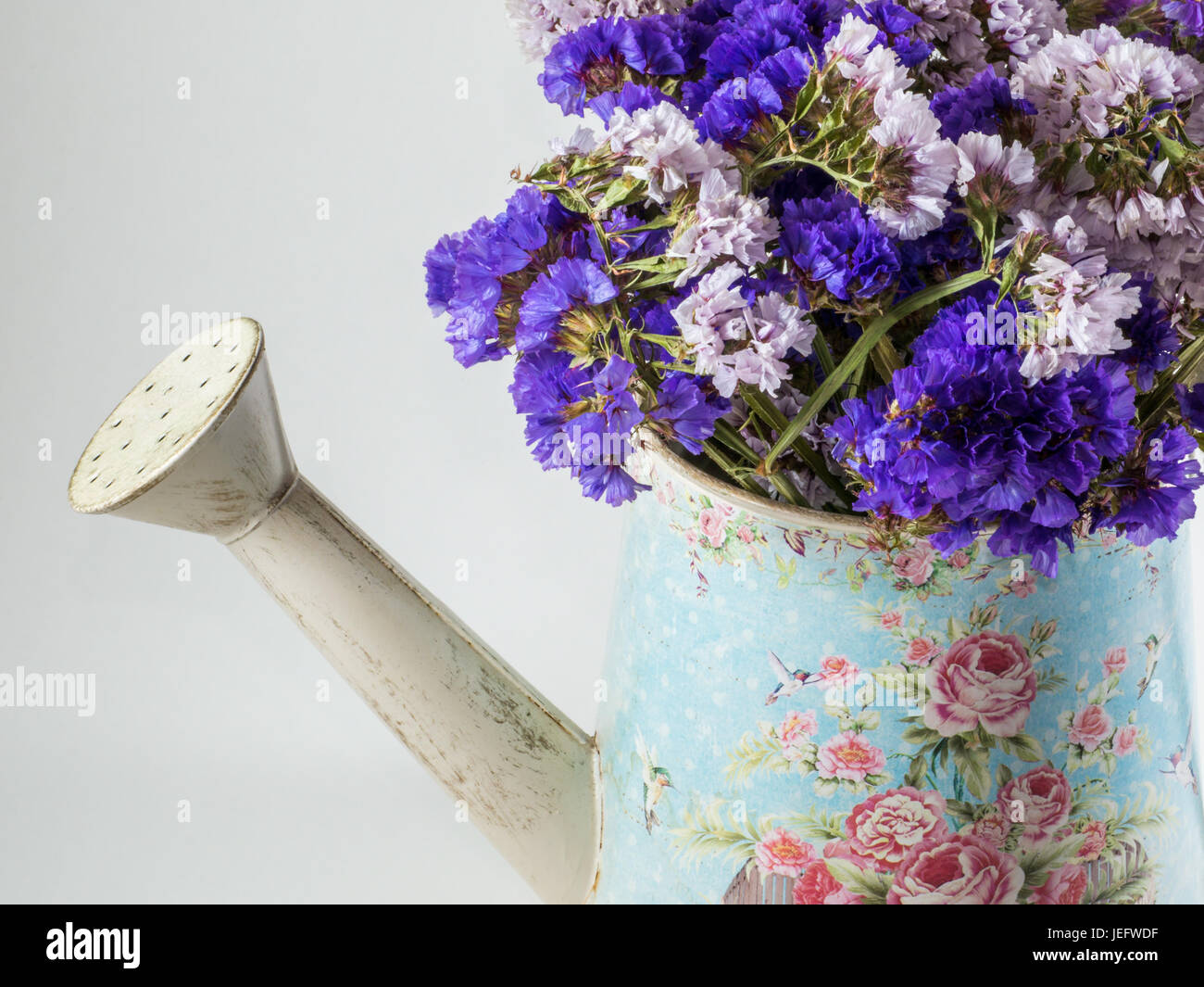 Bouquet of dried flowers inside a vintage metal watering can Stock ...