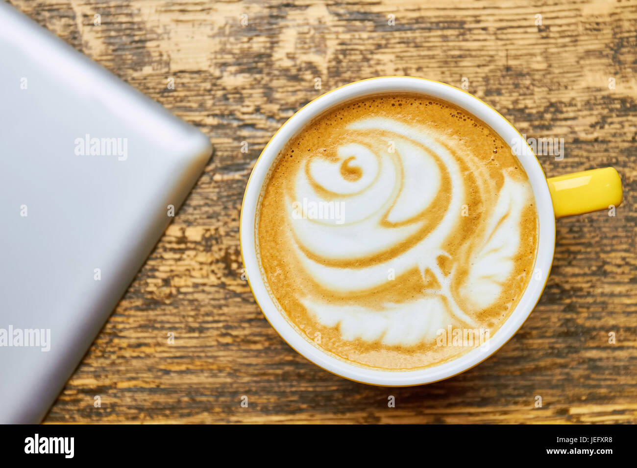 Rose latte art top view Stock Photo - Alamy