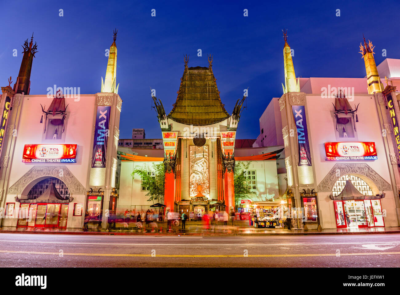 LOS ANGELES, CALIFORNIA - MARCH 1, 2016: Grauman's Chinese Theater on Hollywood Boulevard. The theater has hosted numerous premieres and events since  Stock Photo