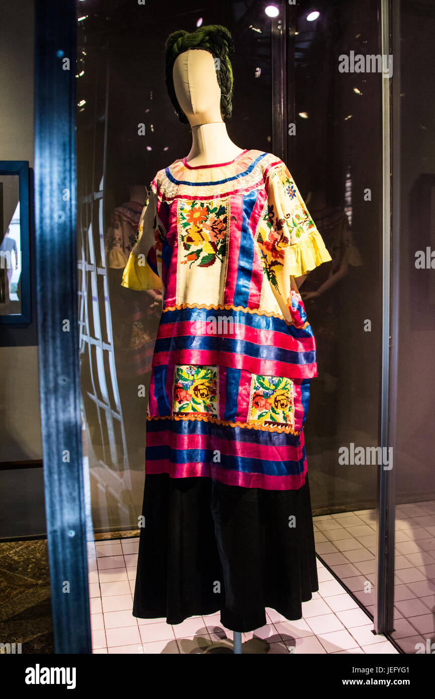 Frida Kahlo's traditional dress, Museo Frida Kahlo, Mexico City, Mexico Stock Photo