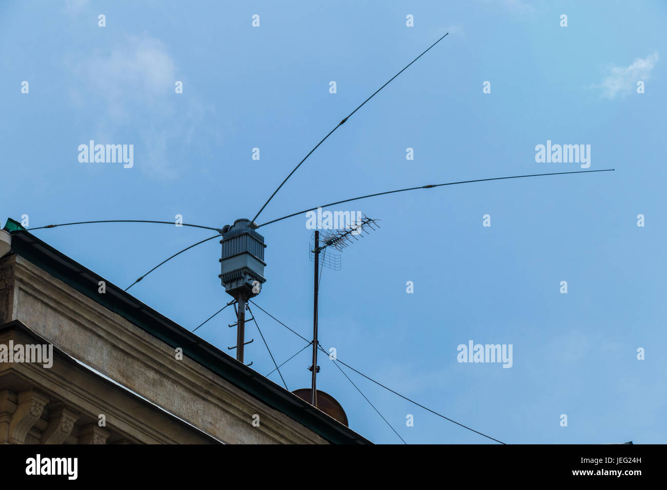 Antenna short-wave on the sky Stock Photo
