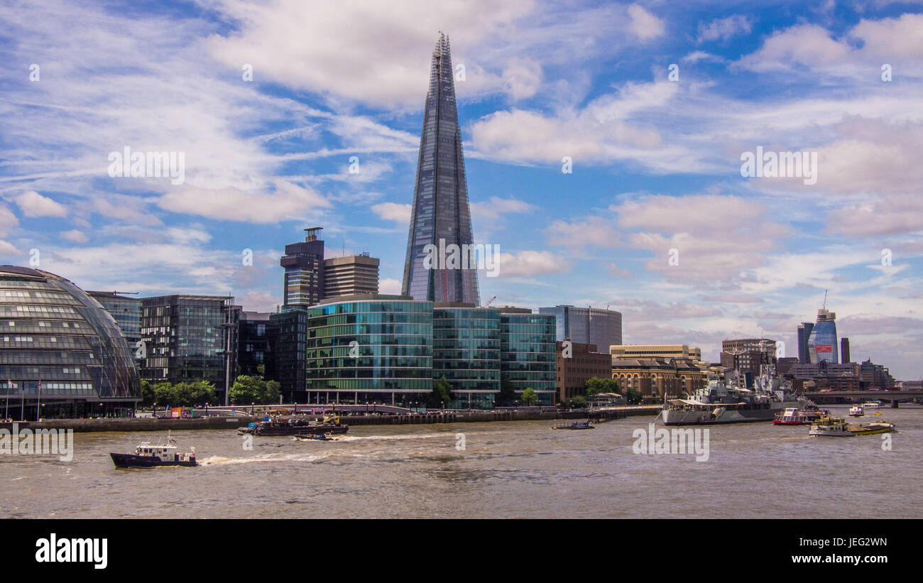 The River Thames with the Shard Skyscraper Stock Photo