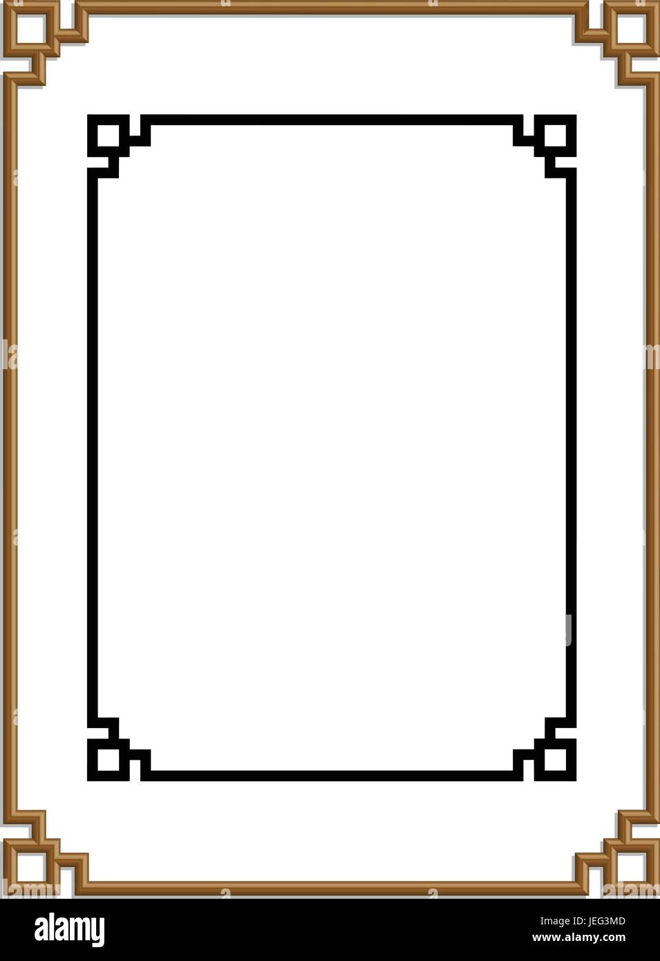 3D vector of beautiful golden frame chinese pattern for text and