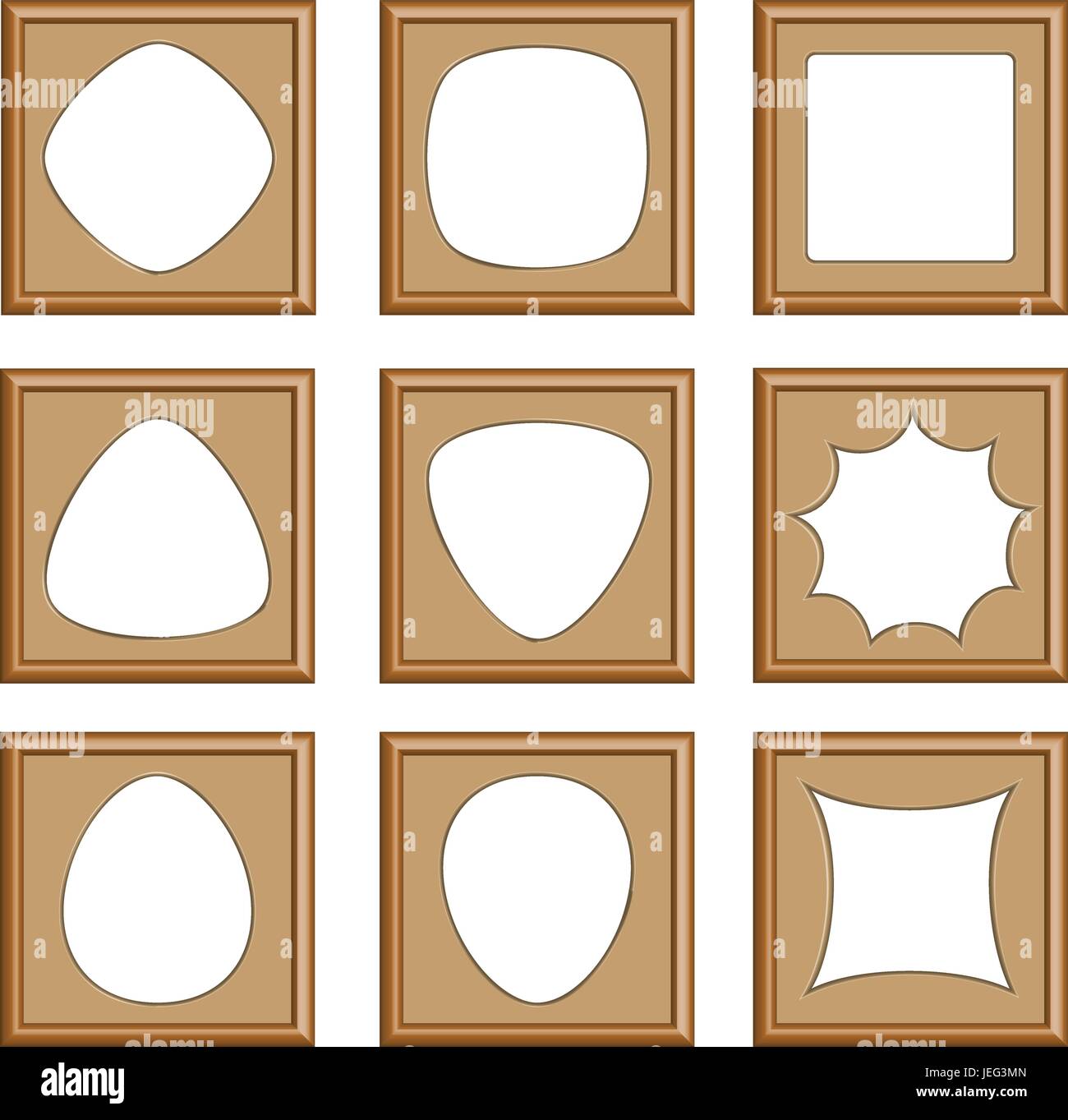 modern style of wood frames for picture, image, gallery, collection photo, 3d vector set Stock Vector