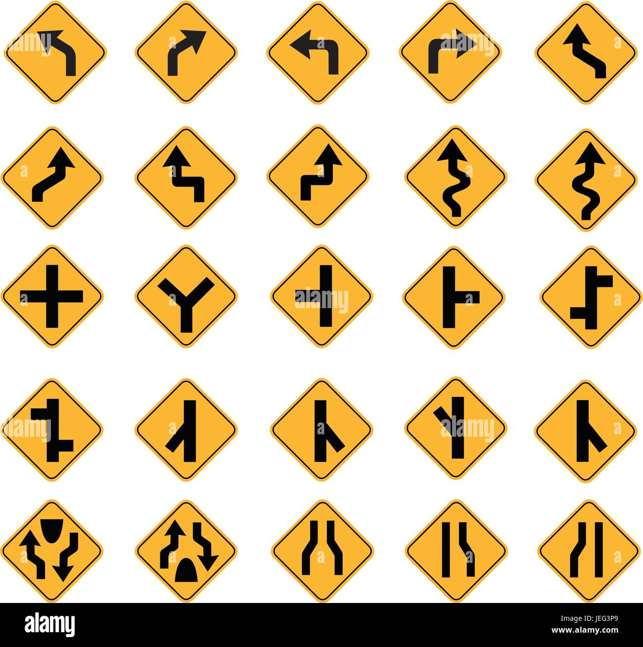 yellow road signs and meanings