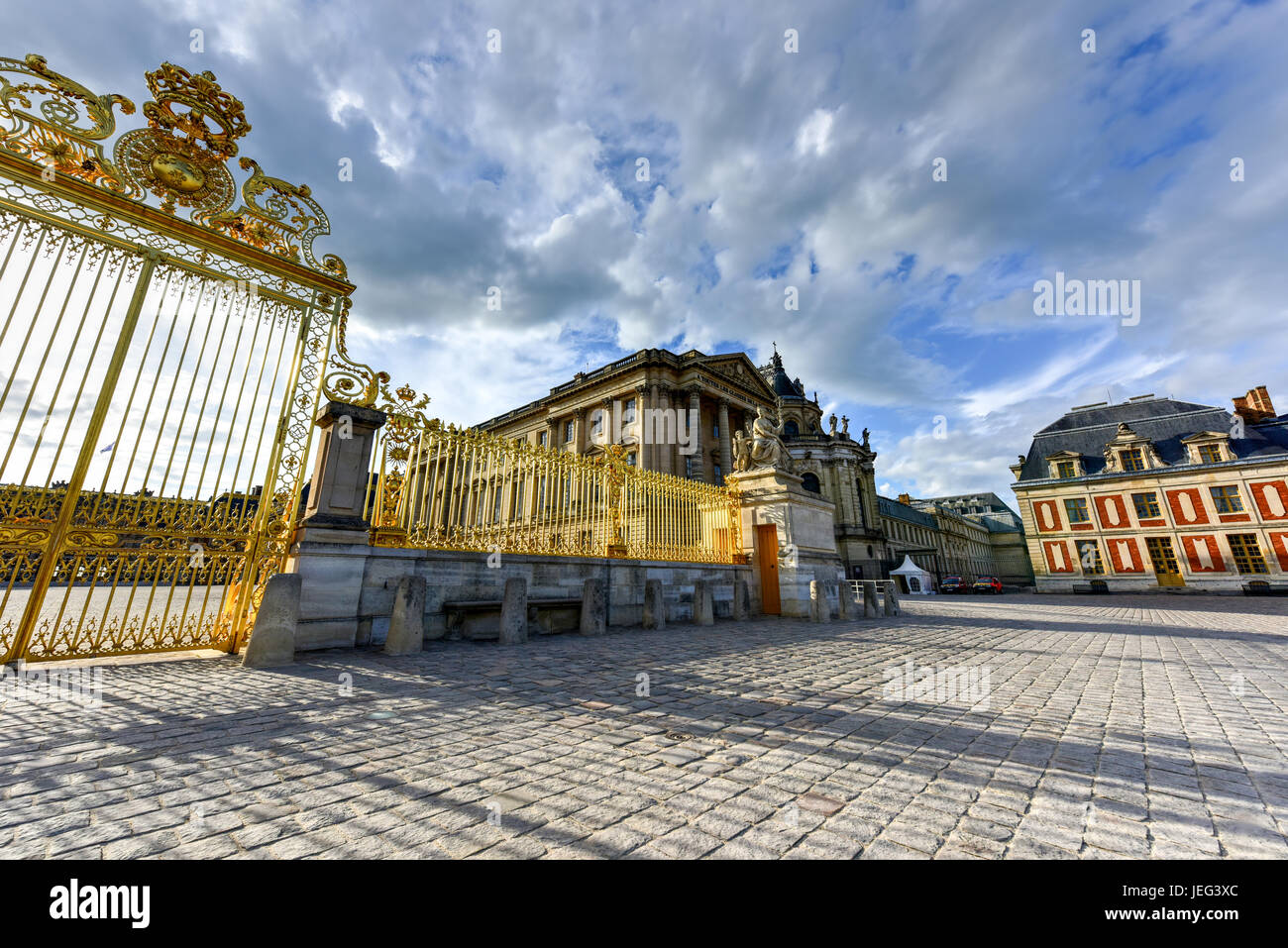 Royal Gates of Versailles Palace in France, rebuilt after three